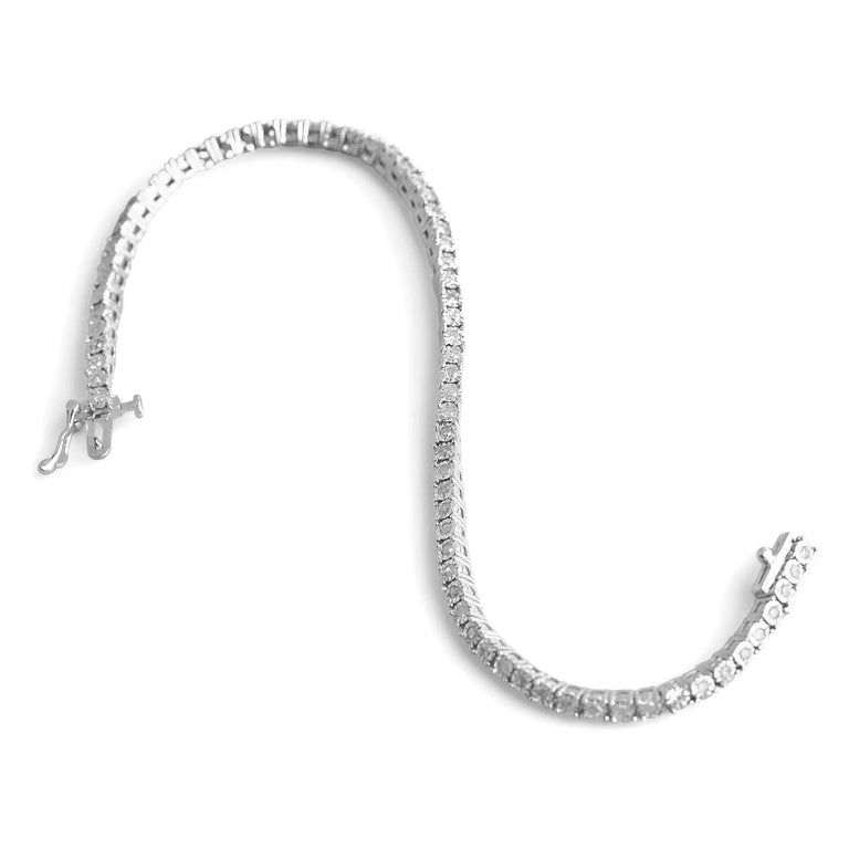 Paris Jewelry 1 Carat Genuine Diamond Tennis Bracelet in Sterling Silver