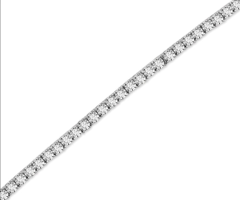 Paris Jewelry 1 Carat Genuine Diamond Tennis Bracelet in Sterling Silver