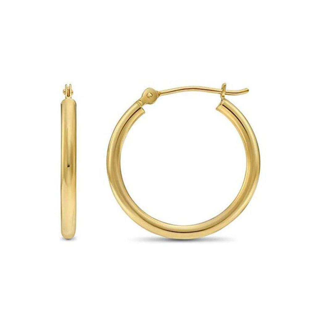 14k Yellow Gold Classic Plain Hoop Earrings