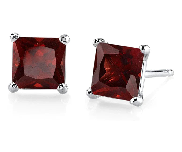Paris Jewelry 18K White Gold 1 Carat Created Princess Sapphire Birthstone Stud Earrings All Colors Plated