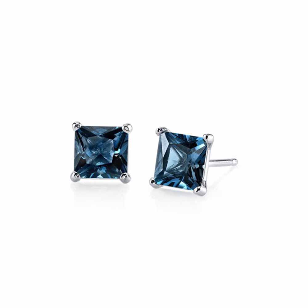 Paris Jewelry 14k White Gold Push Back Princes Created Alexandrite Stud Earrings 3mm