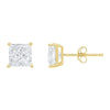 14k Yellow Gold 1/2Ct Solitaire Princess Created White Diamond Stud Earrings Plated by Paris Jewelry