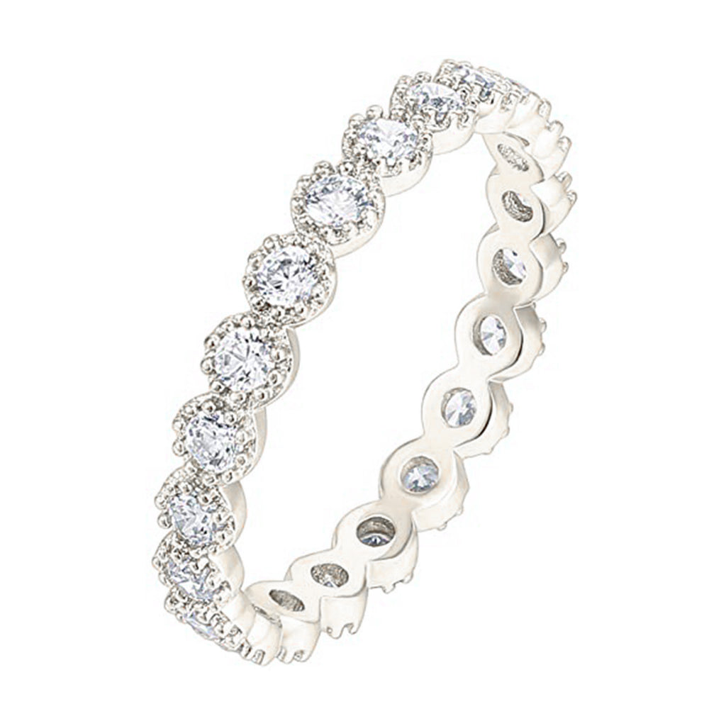 Paris Jewelry 18K White Gold Created Diamond Marquise Milgrain Eternity Band Size 6 -10 Plated