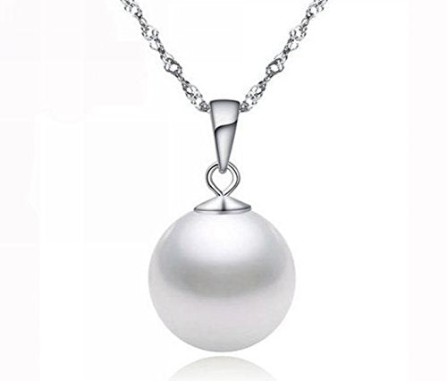 18K White Gold 1 ct Pearl Round 18 Inch Necklace Gold Plated