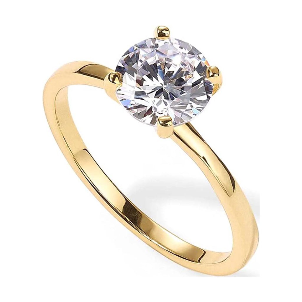 Paris Jewelry 18K Yellow Gold Created White Sapphire Round Engagement Wedding Ring Plated Sizes 5-10