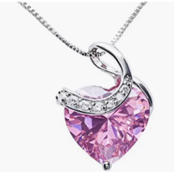 Paris Jewelry 18K White Gold 1Ct Pink Lovely Heart Pendant For Women Plated