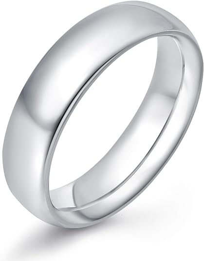 Paris Jewelry 24K White Gold High Polish Classic Wedding Ring 6mm Women And Men Plated