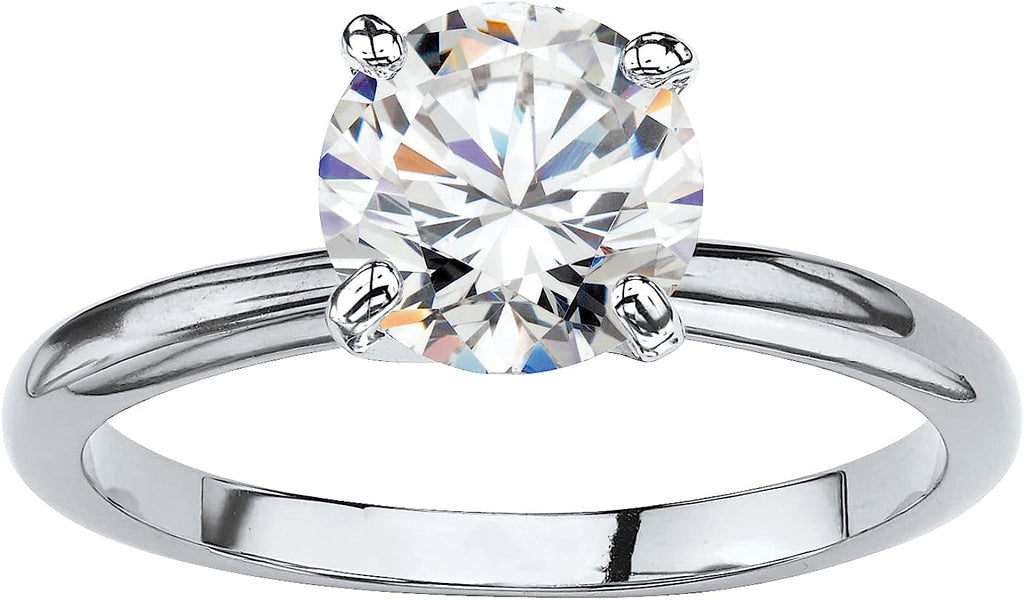 18K White Gold Created White Sapphire Round 2ct Engagement Wedding Ring Plated Silver