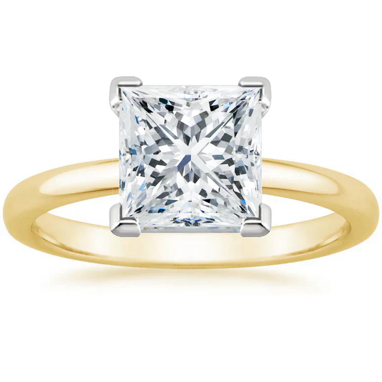 18K Yellow Gold Moissanite Princess 2ct Engagement Wedding Ring Plated