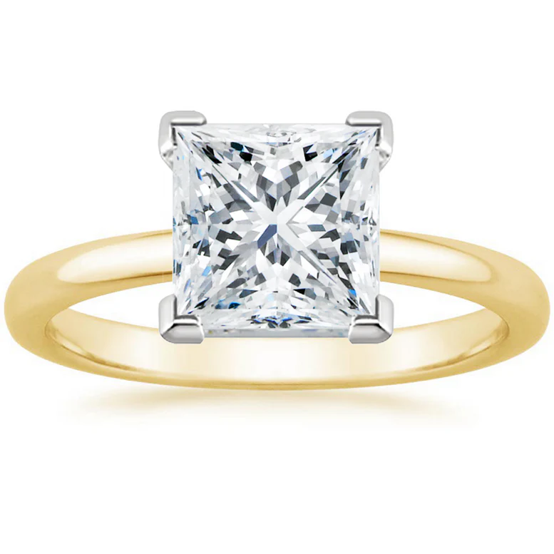 18K Yellow Gold Moissanite Princess 1ct Engagement Wedding Ring Plated