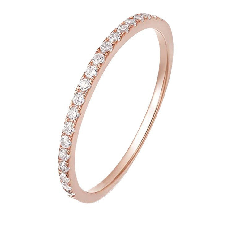 Rose Gold Created White Sapphire Thin Eternity Band