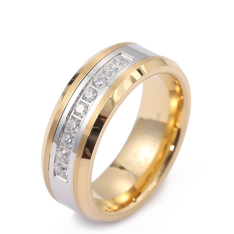 Paris Jewelry Yellow Tungsten Created Diamond Ring Wedding Band 8mm for Unisex