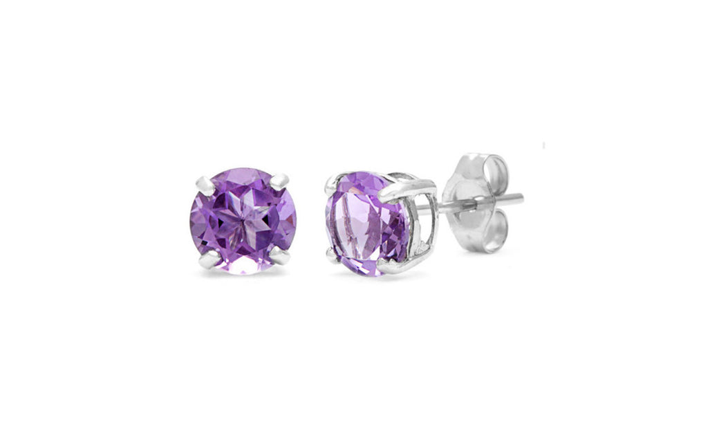 Sterling Silver 1 Carat Alexandrite Cubic Zirconia Round Stud Earrings Gold Plated