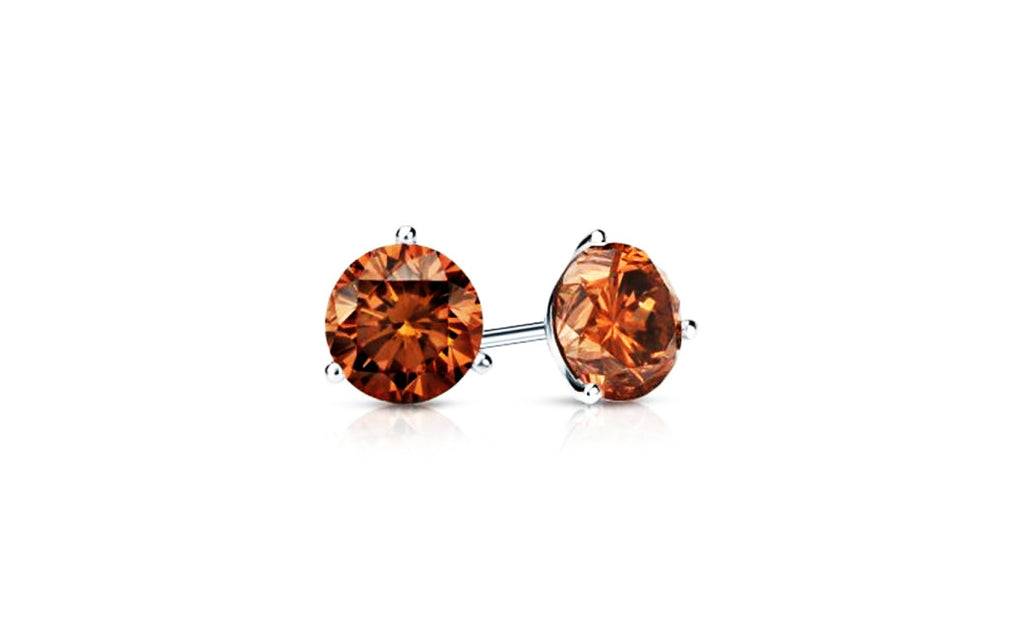 14k White Gold 1ct Round Topaz Cubic Zirconia Stud Earrings Gold Plated
