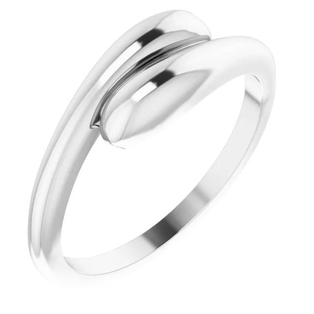 14K White Gold Domed Bypass Ring