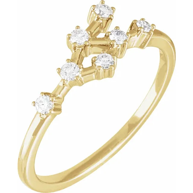 14K Yellow Gold 1/5 CTW Natural Diamond Cancer Constellation Ring