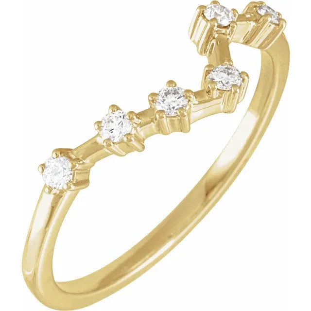 14K Yellow Gold 1/6 CTW Natural Diamond Pisces Constellation Ring