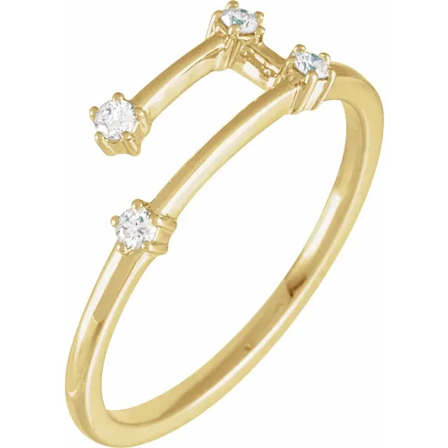 14K Yellow Gold 1/10 CTW Natural Diamond Aries Constellation Ring