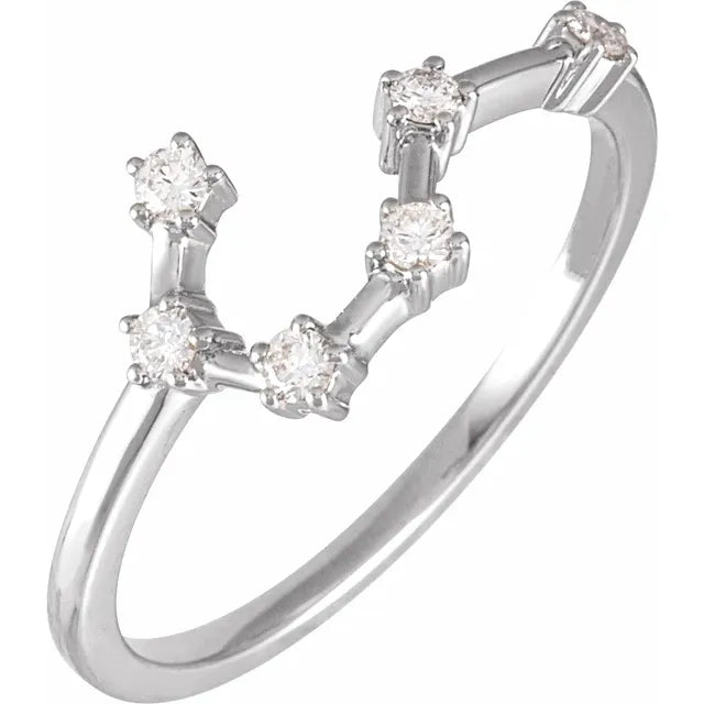 14K White Gold 1/6 CTW Natural Diamond Taurus Constellation Ring