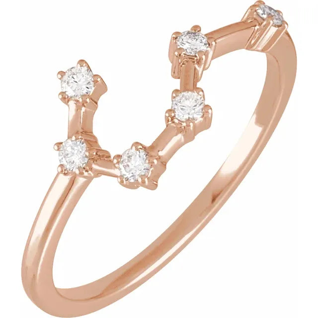 14K Rose Gold 1/6 CTW Natural Diamond Taurus Constellation Ring