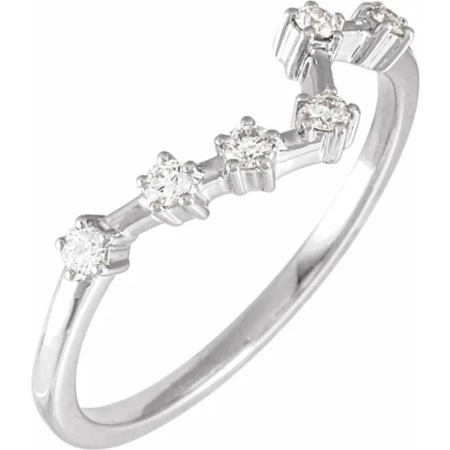 14K White Gold 1/6 CTW Natural Diamond Pisces Constellation Ring