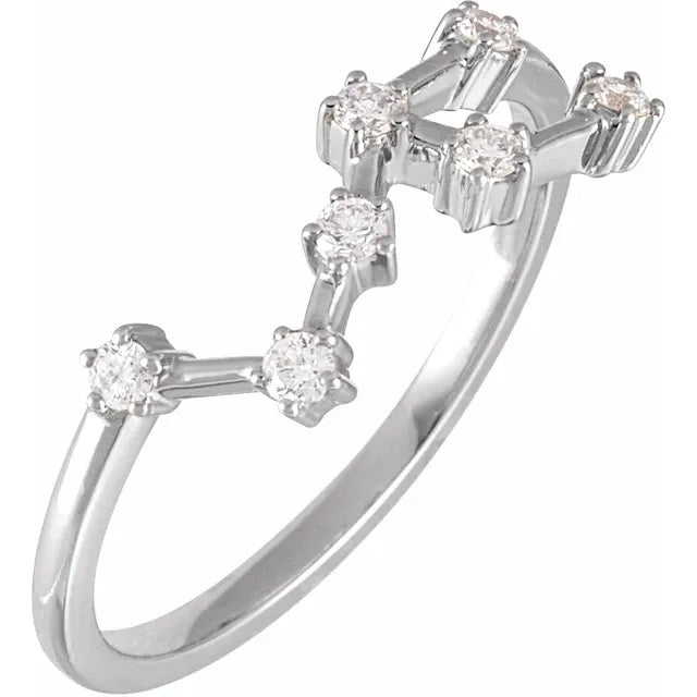 14K White Gold 1/5 CTW Natural Diamond Leo Constellation Ring