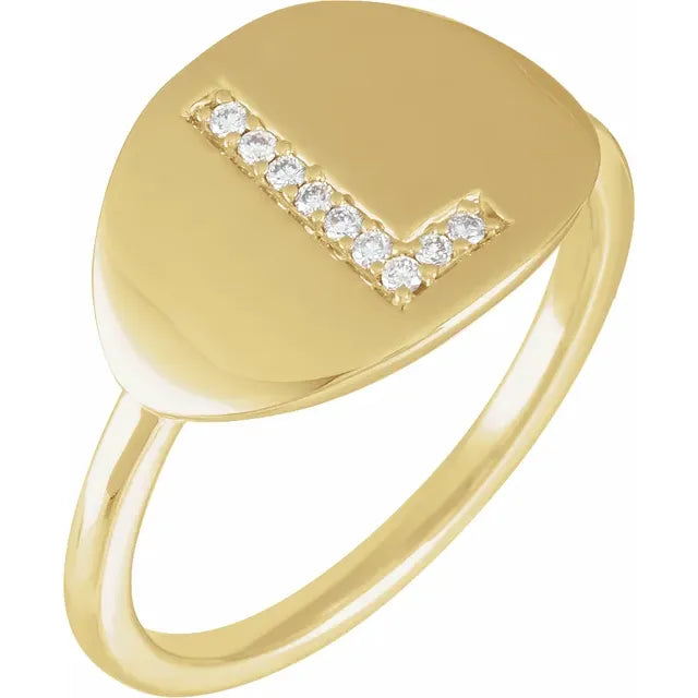 14K Yellow Gold .05 CTW Natural Diamond Initial L Ring