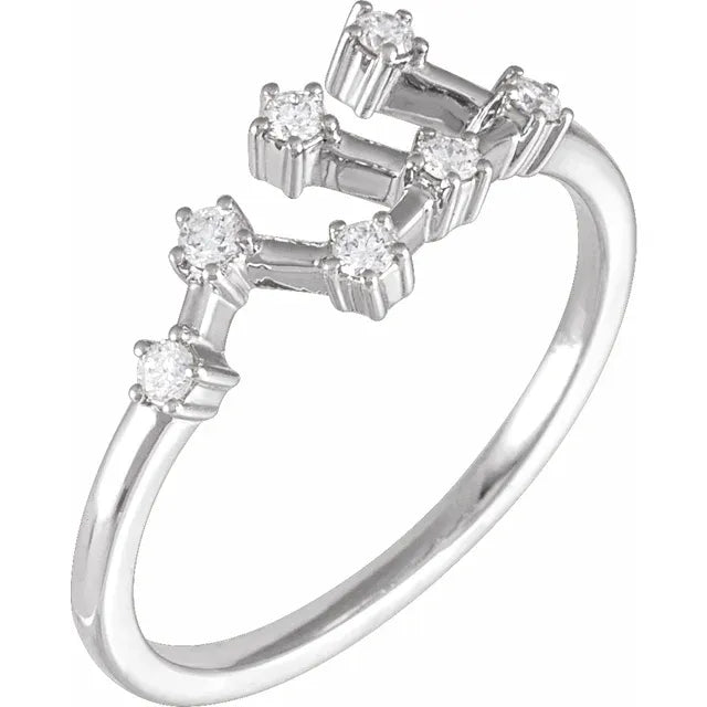 14K White Gold 1/6 CTW Natural Diamond Virgo Constellation Ring