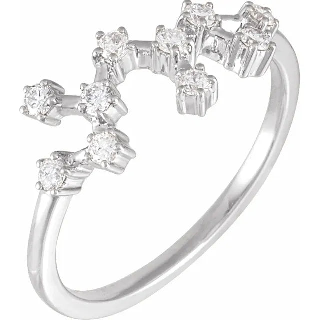 14K White Gold 1/4 CTW Natural Diamond Sagittarius Constellation Ring