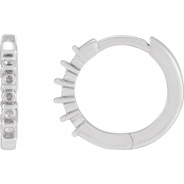 14K White Gold Round 5-Stone Family Hoop Earring Mounting
