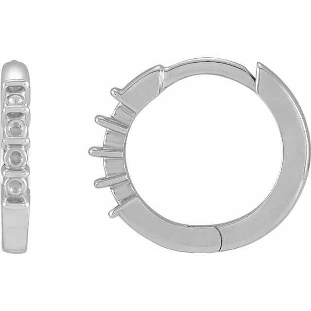 14K White Gold Round 4-Stone Family Hoop Earring Mounting