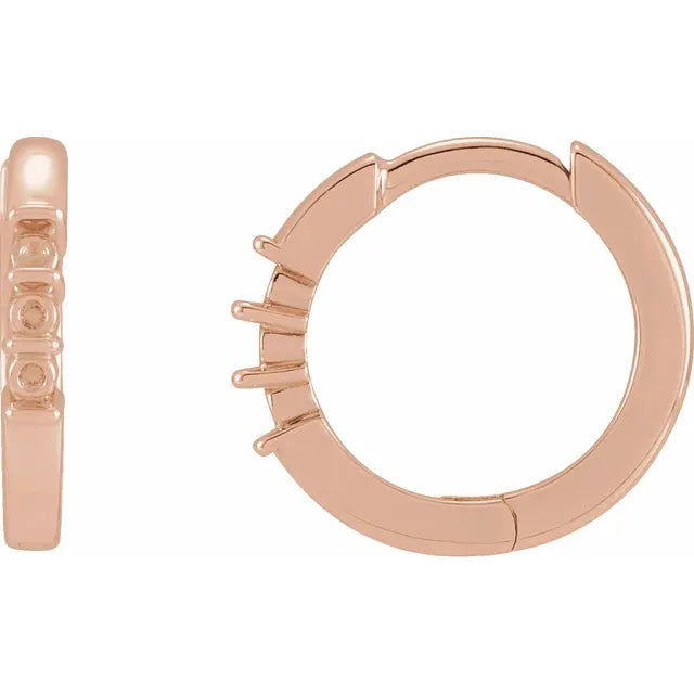 14K Rose Gold Round 3-Stone Family Hoop Earring Mounting
