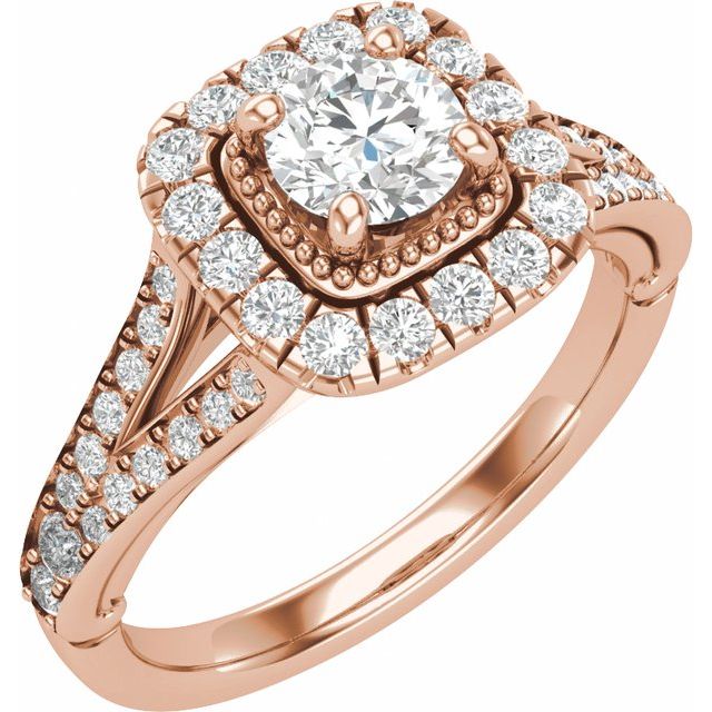 14K Rose Gold Round 5/8 CTW Natural Diamond Semi-Set Engagement Ring