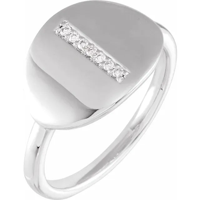 14K White Gold .04 CTW Natural Diamond Initial I Ring