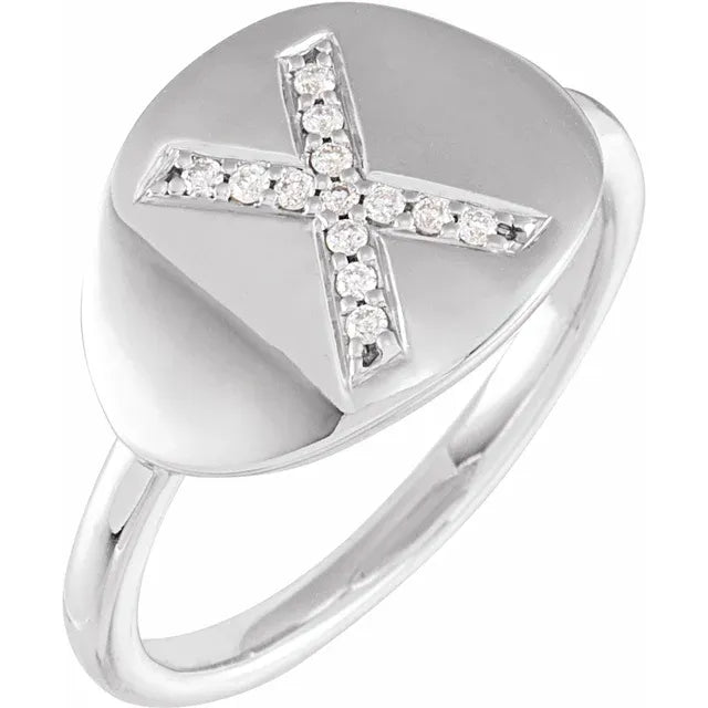 14K White Gold .06 CTW Natural Diamond Initial Y Ring