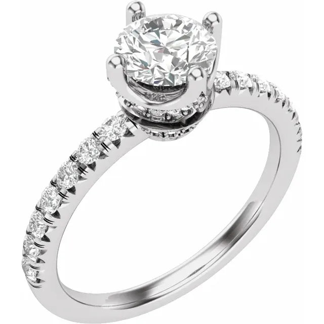 14K White Gold 5.8 mm Round 3/8 CTW Natural Diamond Semi-Set Engagement Ring