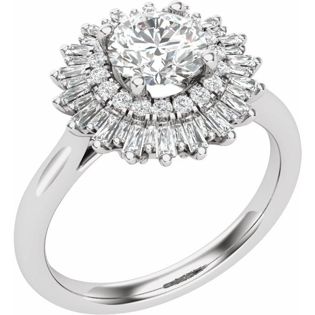 14K White Gold Round 5/8 CTW Natural Diamond Semi-Set Engagement Ring