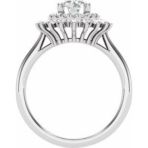 14K White Gold Round 5/8 CTW Natural Diamond Semi-Set Engagement Ring