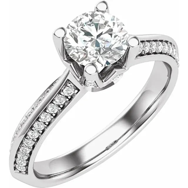 14K White Gold 5.8 mm Round 1/3 CTW Natural Diamond Semi-Set Engagement Ring