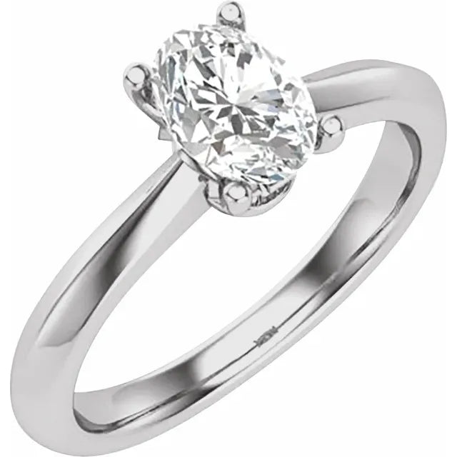 14K White Gold 7x5 mm Oval 1/10 CTW Natural Diamond Semi-Set Engagement Ring
