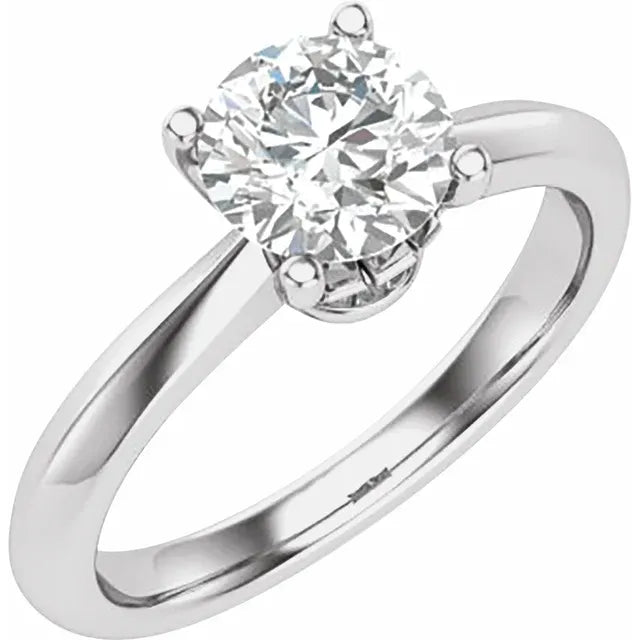 14K White Gold 4.9 mm Round .08 CTW Natural Diamond Semi-Set Engagement Ring