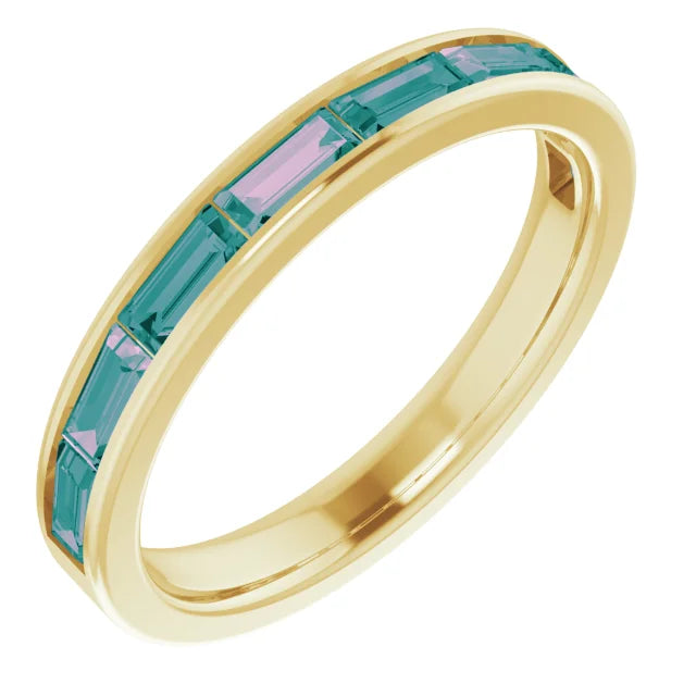 14K Yellow Gold Lab-Grown Alexandrite Stackable Ring