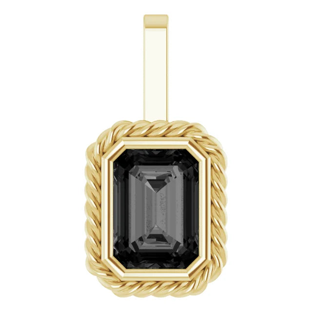 14K Yellow Gold Natural Black Onyx Men's Pendant