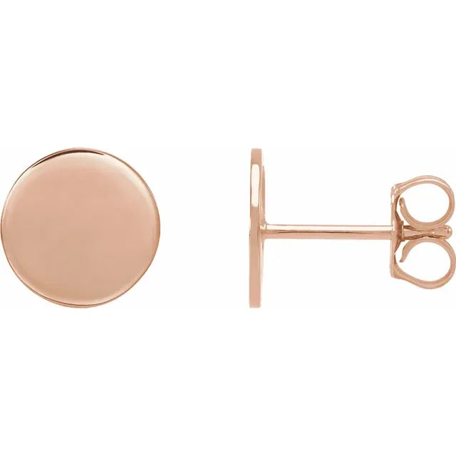 14K Rose Gold 8 mm Engravable Disc Earrings