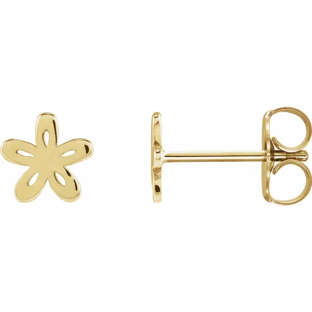 14K Yellow Gold Floral-Inspired Earrings