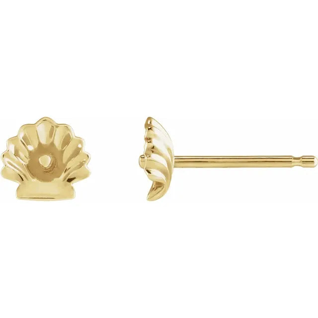 14K Yellow Gold Pearl Shell Earring Mounting