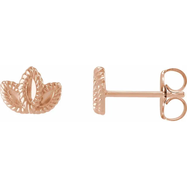 14K Rose Gold Petite Leaf Earrings