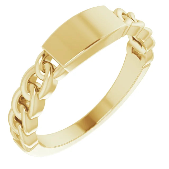 14K Yellow Gold Engravable Chain Link Ring