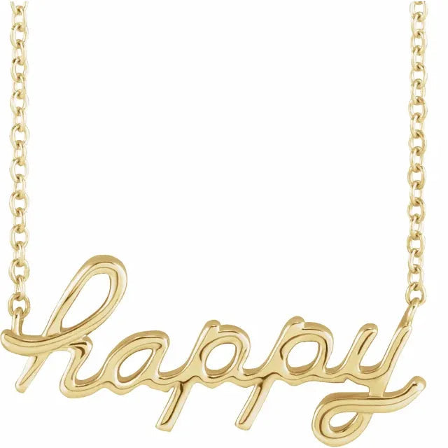14K Yellow Gold Happy 18" Necklace