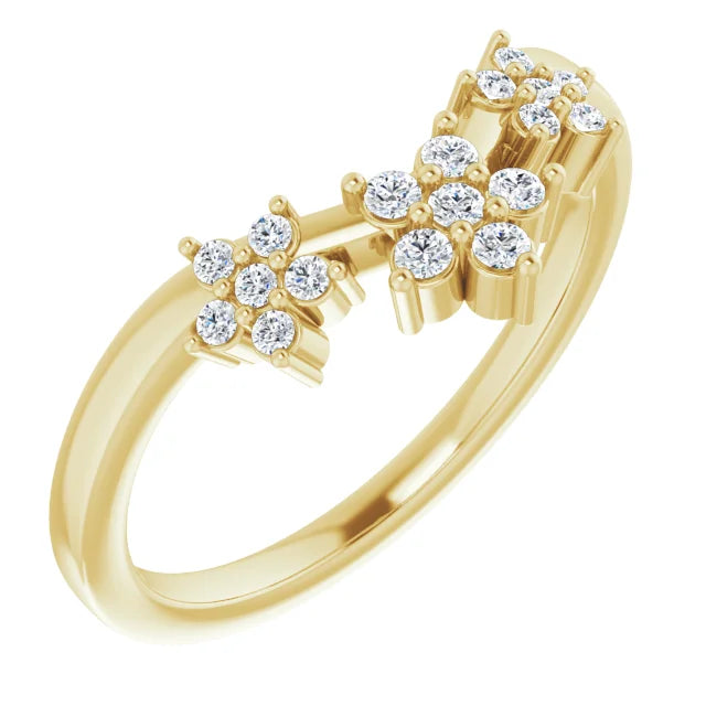 14K Yellow Gold 1/6 Natural Diamond Contour Band